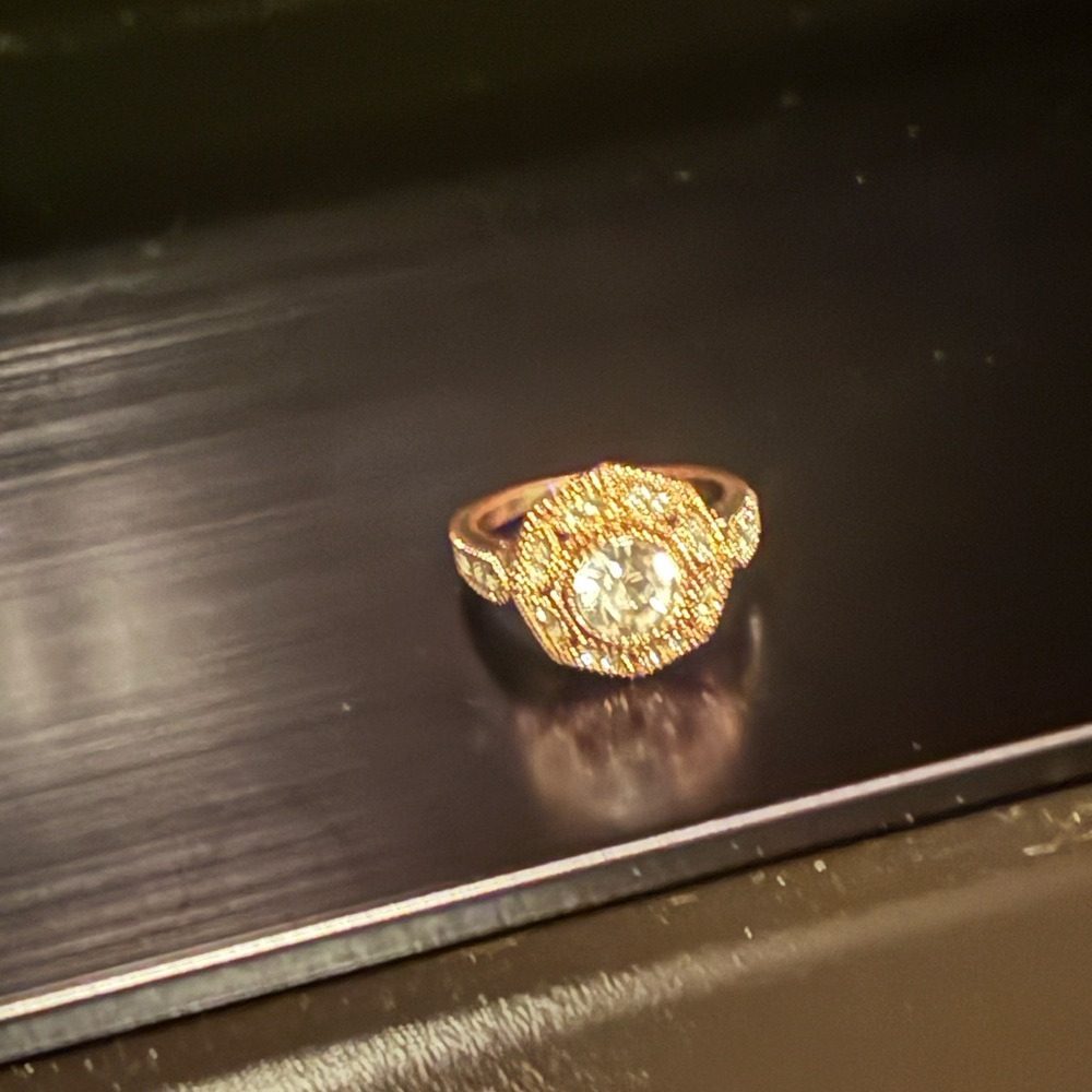 Gold-Tone Ring with Clear Gemstone - Picture 12 of 16